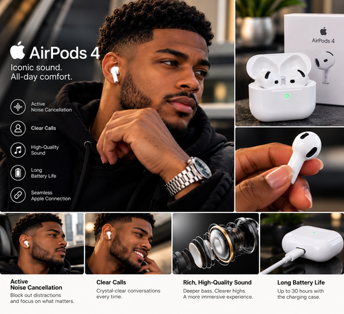 Apple AirPods 4 with Active Noise Cancellation (ANC) – White